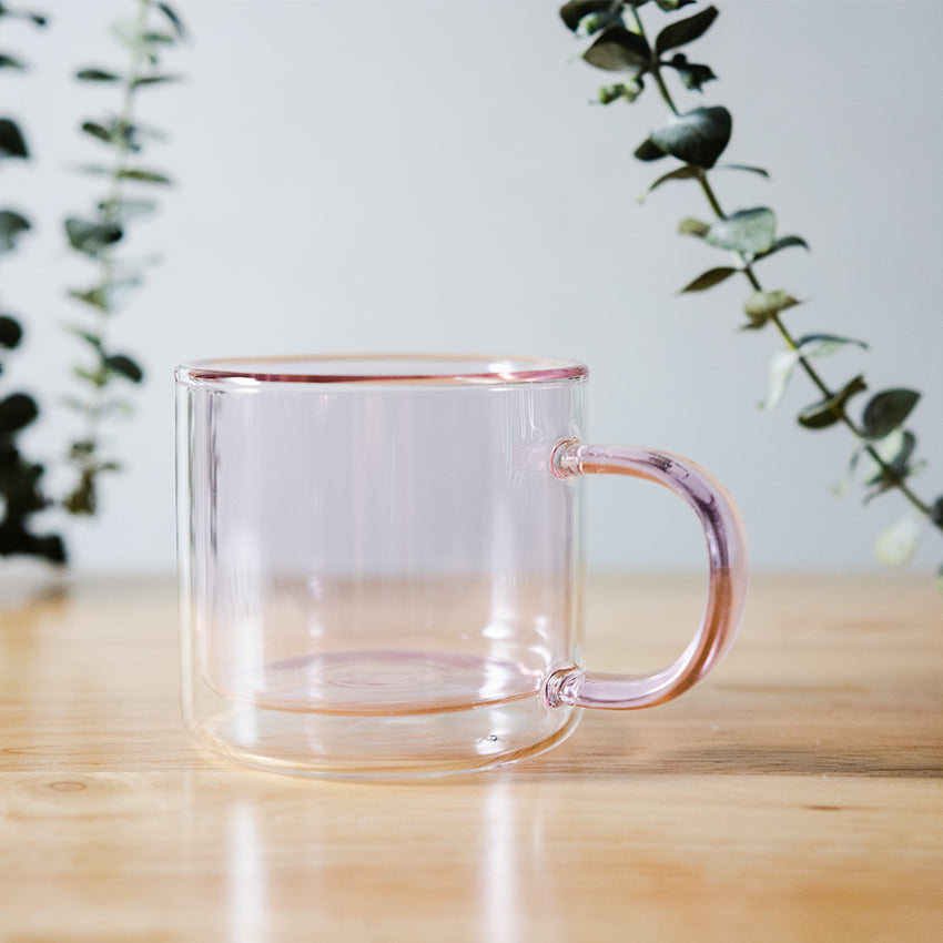 Colored Double Walled Glass 250ml Pink